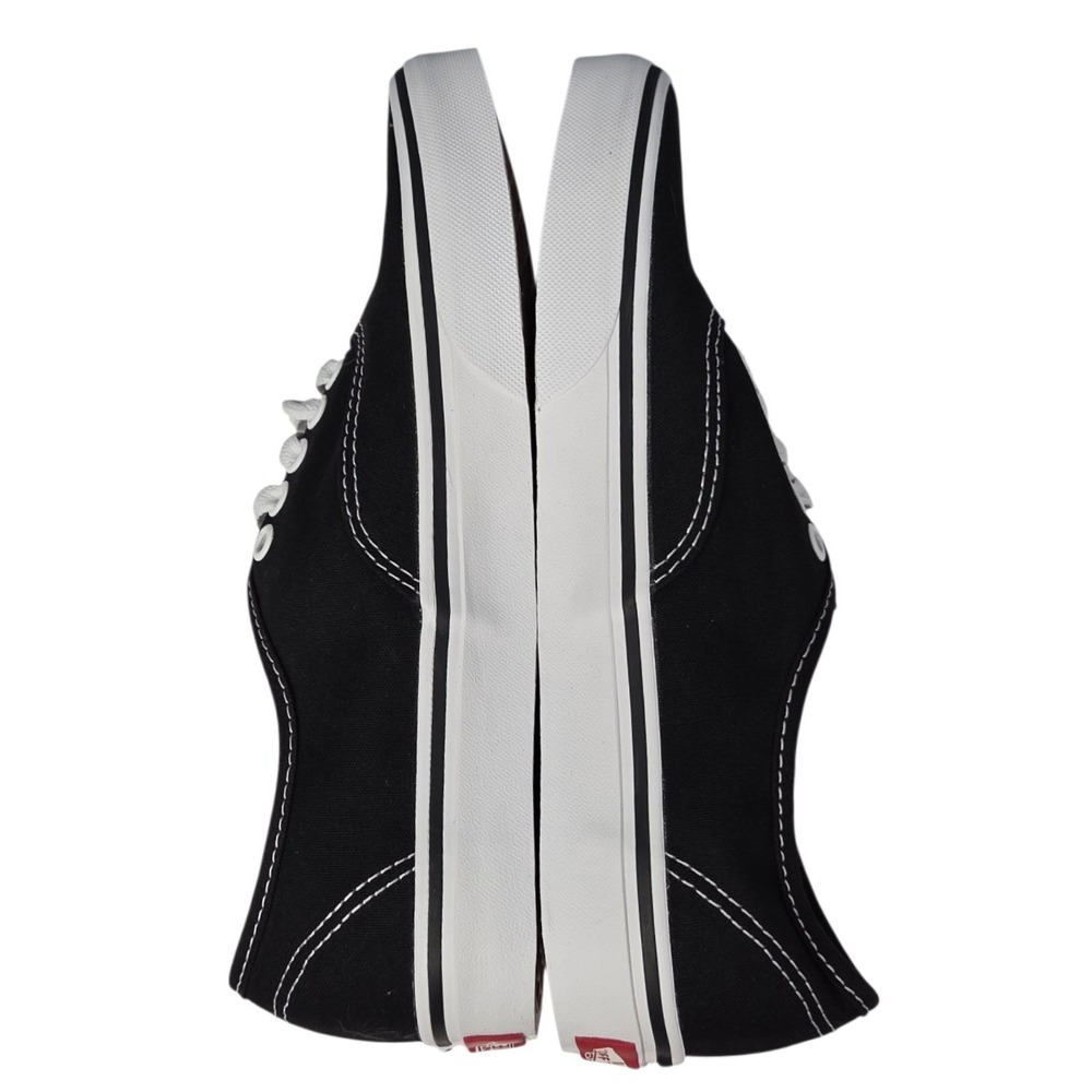 Vans Authentic Shoes Womens 8 Mens 6.5 Black White Canvas Low Top  Sneakers NWB - Picture 5 of 10